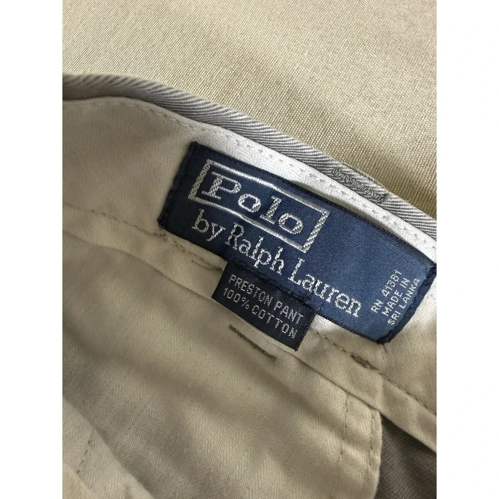 VINTAGE Polo Ralph Lauren Preston Chino Pants 34x30 Grey Cotton Trousers Pony